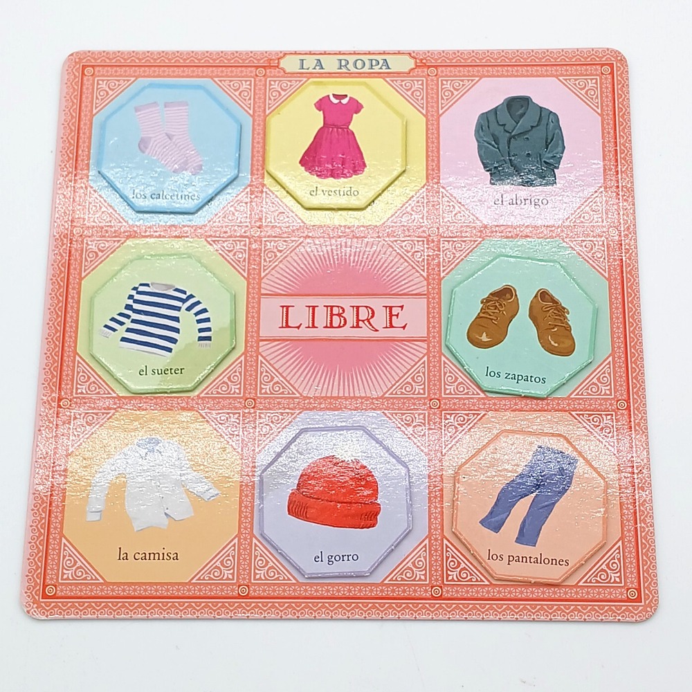 eeBoo SPANISH BINGO Game "Loteria" REPLACEMENT PIECES- Ropa Board & 6 Chips